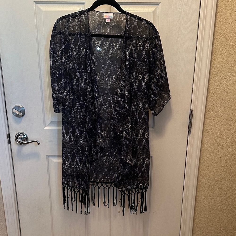 Black Sheer Fringe Monroe Kimono
